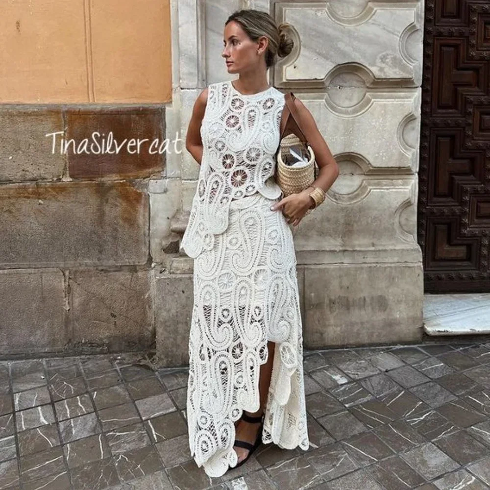 BLOGGER'S FAVE! Zara 2 Pc Asymmetrical Crochet Skirt And Top NWT